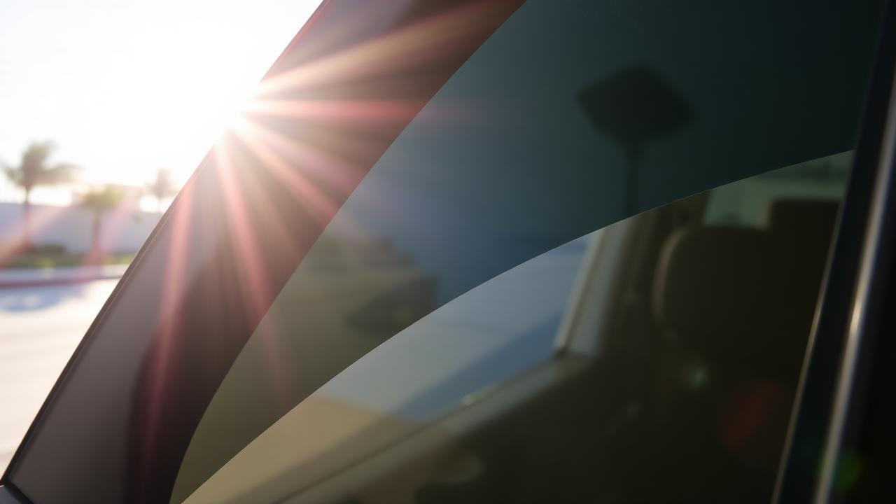 Side window showing different tint shades from light to dark